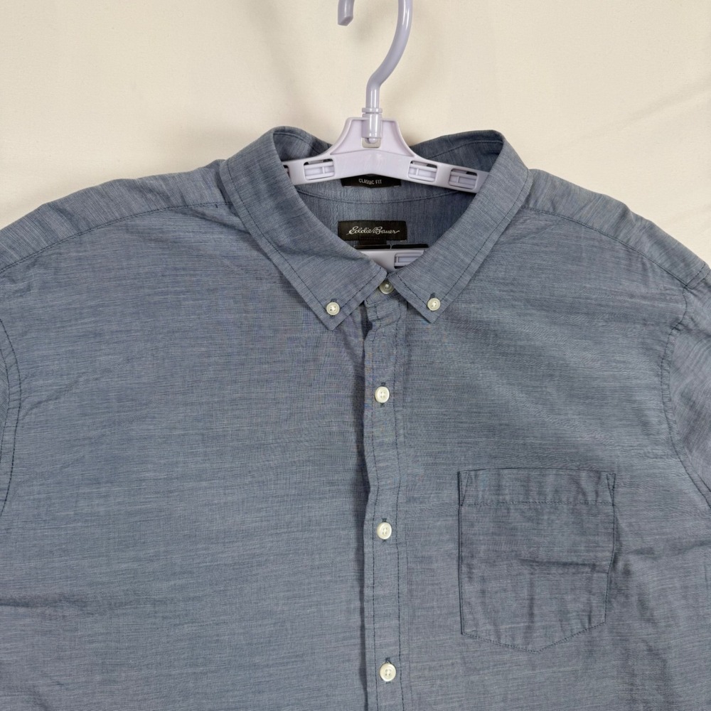 Eddie Bauer Mens XL Blue Poplin Solid Classic Fit Button Down Shirt NWT 0548